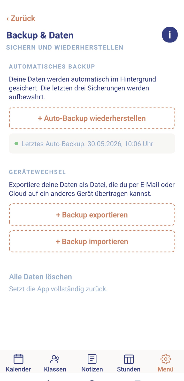 Backup und Datenexport in der App