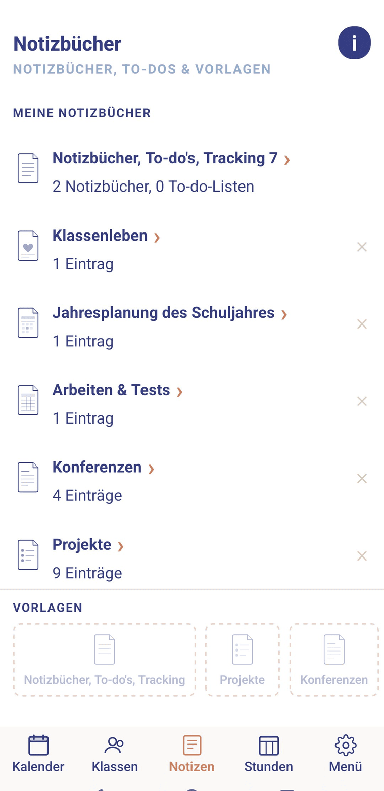 Vorlagen in der App