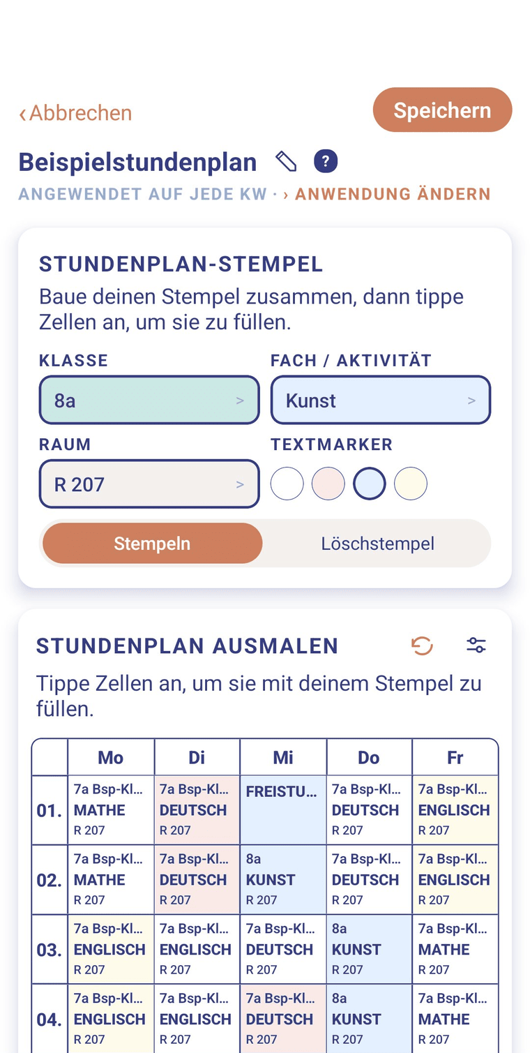 Stundenplan in der App